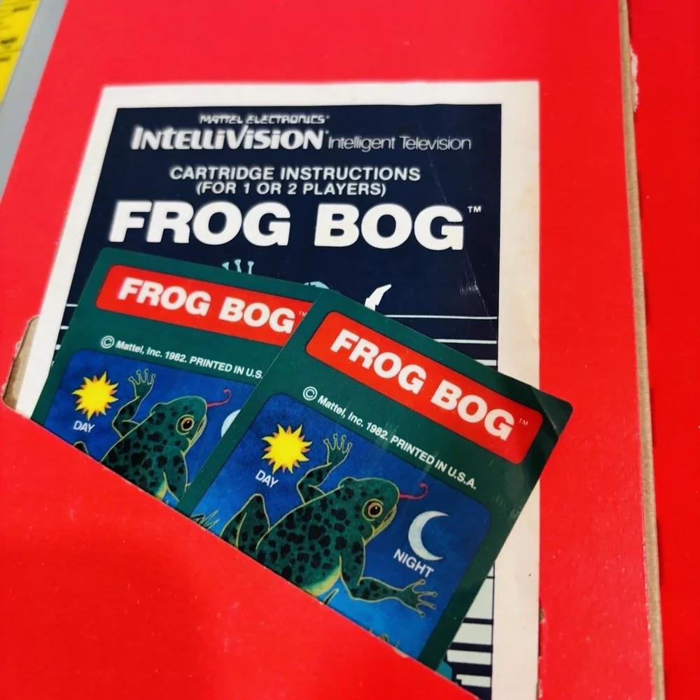 Frog Bog Intellivision, 1982 Mattel Video Game, Overlays, Manual & Box Cartridge